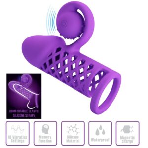 Romance Harden — Vibrating Penis Sleeve, Rechargeable, Purple — Couples — view 2