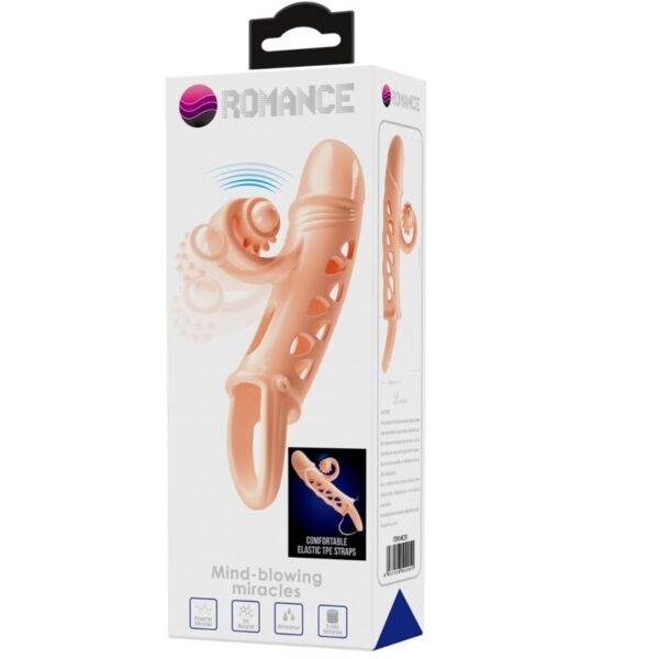 Romance Extended — Vibrating Penis Sleeve, Natural — Couples — view 8