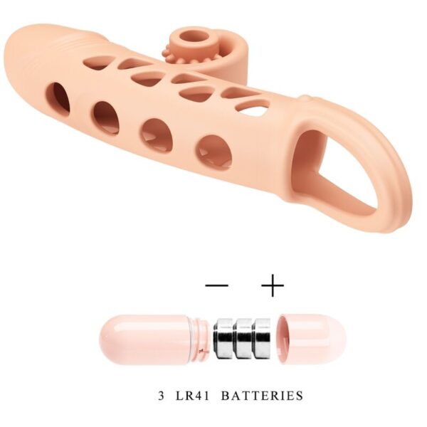 Romance Extended — Vibrating Penis Sleeve, Natural — Couples — view 5
