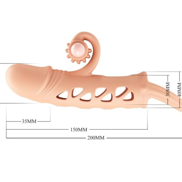 Romance Extended — Vibrating Penis Sleeve, Natural — Couples — view 6