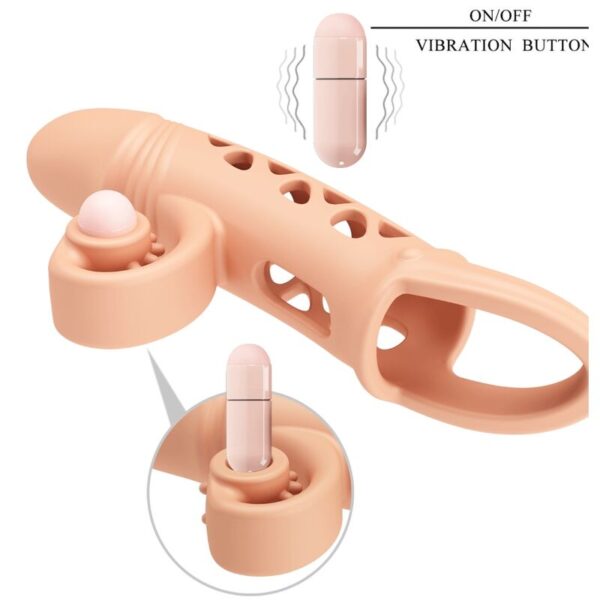 Romance Extended — Vibrating Penis Sleeve, Natural — Couples — view 7