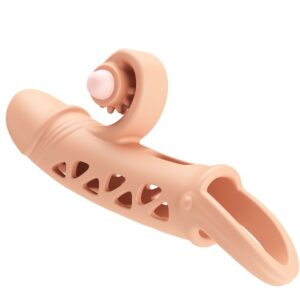 Romance Extended — Vibrating Penis Sleeve, Natural — Couples — view 2