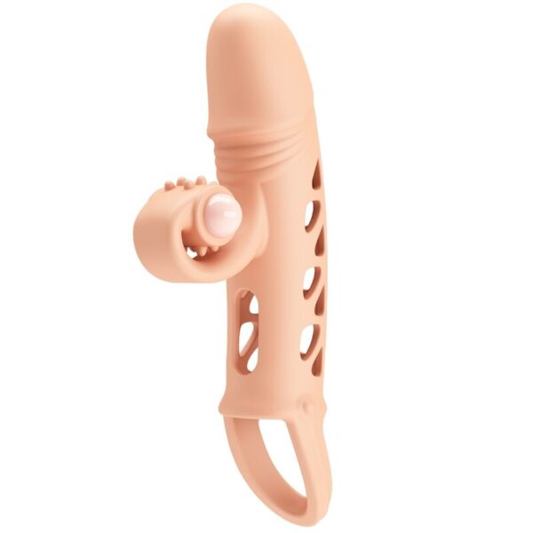 Romance Extended — Vibrating Penis Sleeve, Natural — Couples — view 3