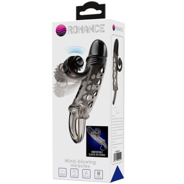 Romance Extended — Vibrating Penis Sleeve, Black — Couples — view 6