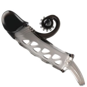 Romance Extended — Vibrating Penis Sleeve, Black — Couples
