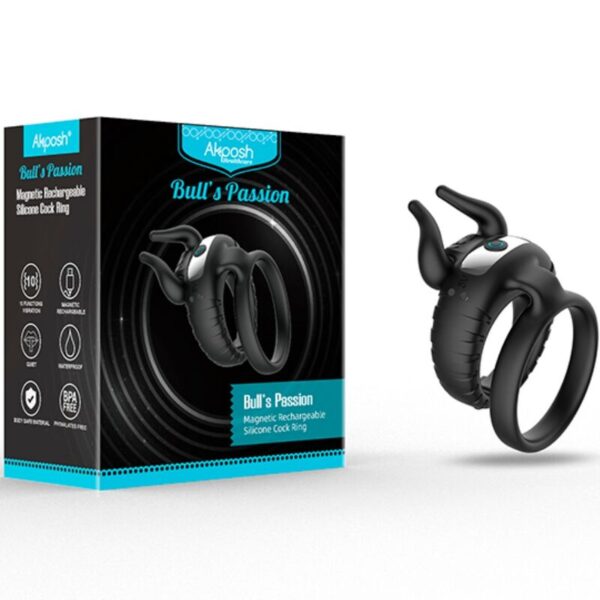 Armony Bull’s Pasion — Vibrating Cock Ring, Black — Cock Rings — view 3