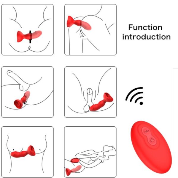 Armony Extreme Bloom — Vibrating Butt Plug, Remote Control, Red — Anal — view 6