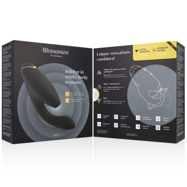 Womanizer Duo 2 — Rabbit Vibrator, Waterproof, Black — Air Pulse Vibrators — view 7