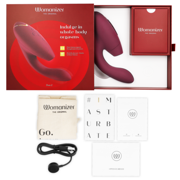Womanizer Duo 2 — Rabbit Vibrator, Waterproof, Bordeaux — Air Pulse Vibrators — view 6