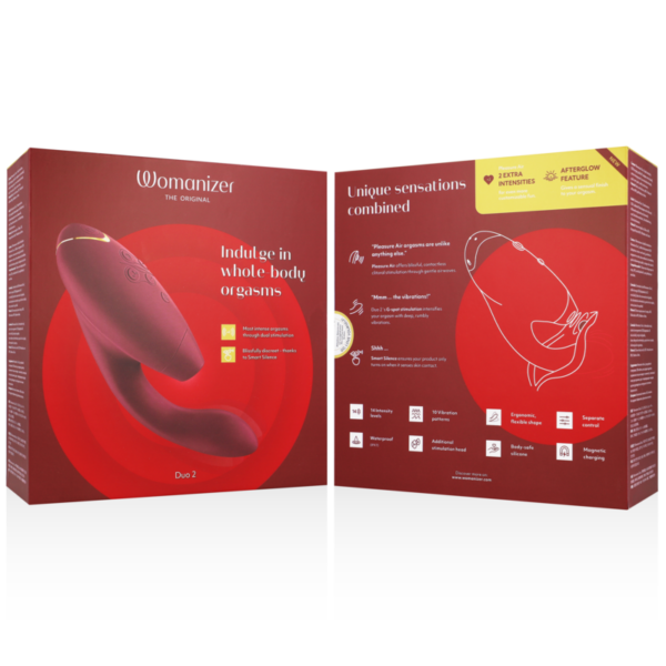 Womanizer Duo 2 — Rabbit Vibrator, Waterproof, Bordeaux — Air Pulse Vibrators — view 7