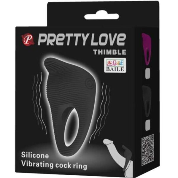 Pretty Love Thimble — Vibrating Cock Ring, Silicone, Black — Cock Rings — view 8