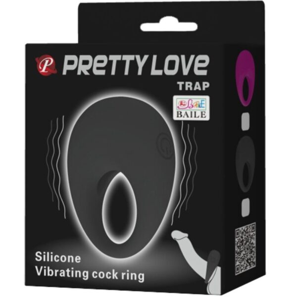 Pretty Love Trap — Vibrating Cock Ring, Silicone, Black — Cock Rings — view 8