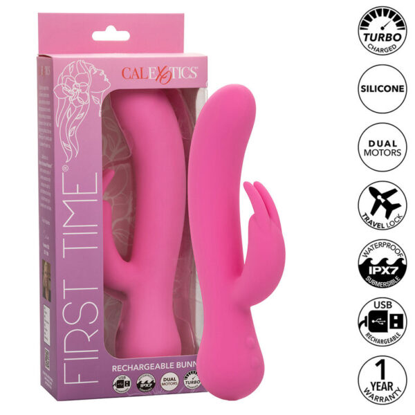 CalExotics First Time Bunny — Rabbit Vibrator, Rechargeable, Pink — Rabbit Vibrators — view 2