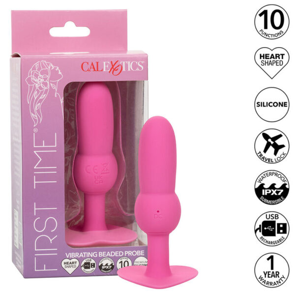 CalExotics First Time Beaded Probe — Anal Vibrator, Pink