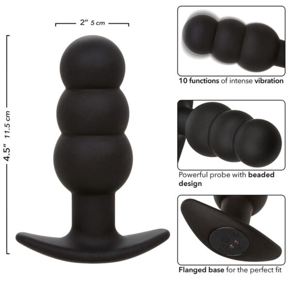 CalExotics Rock Bottom Beaded — Vibrating Butt Plug, Rechargeable — Anal — view 2