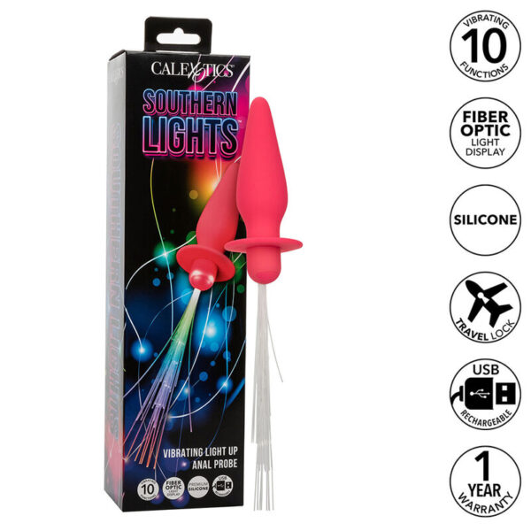 CalExotics Southern Lights — Vibrating Butt Plug, Pink — Anal — view 8