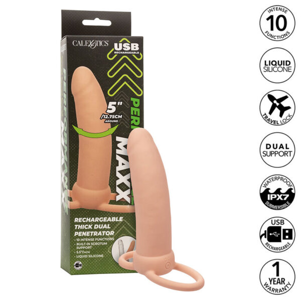 CalExotics Maxx Thick — Vibrating Cock Ring, Rechargeable, Flesh — Cock Rings — view 2