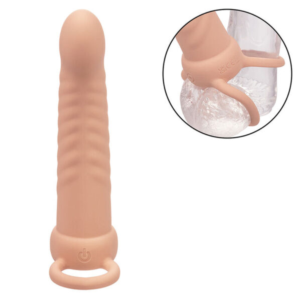 CalExotics Maxx Ribbed — Vibrating Cock Ring, Rechargeable, Flesh — Cock Rings — view 8