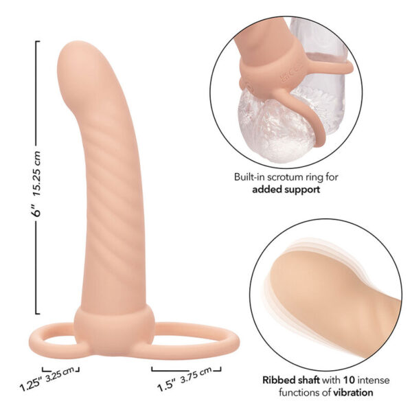 CalExotics Maxx Ribbed — Vibrating Cock Ring, Rechargeable, Flesh — Cock Rings — view 4