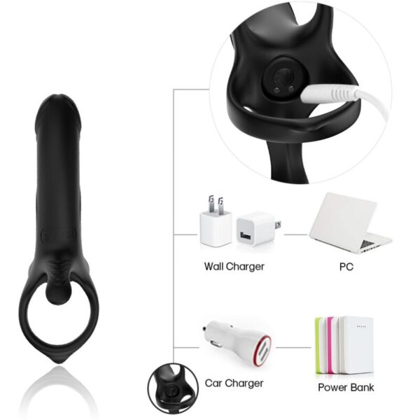Armony Dildo — Vibrating Cock Ring, Rechargeable, Black — Cock Rings — view 10