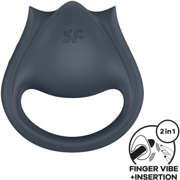 Satisfyer Perfect Pair 2 — Vibrating Cock Ring, Grey — Clitoral Stimulators