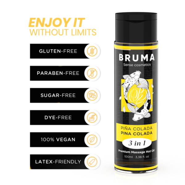 Bruma Premium 3 in 1 — Warming Massage Oil, 100 ml, Piña Colada — Body Massage Oils