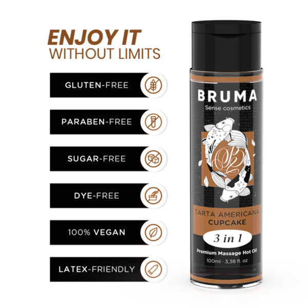 Bruma Premium 3 in 1 — Warming Massage Oil, 100 ml, Cupcake — Body Massage Oils