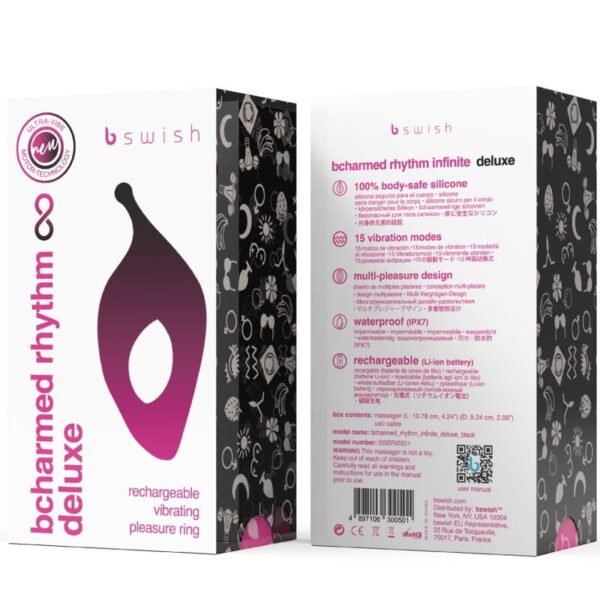 B Swish Bcharmed Rhythm — Vibrating Cock Ring, Silicone, Black — Cock Rings — view 5