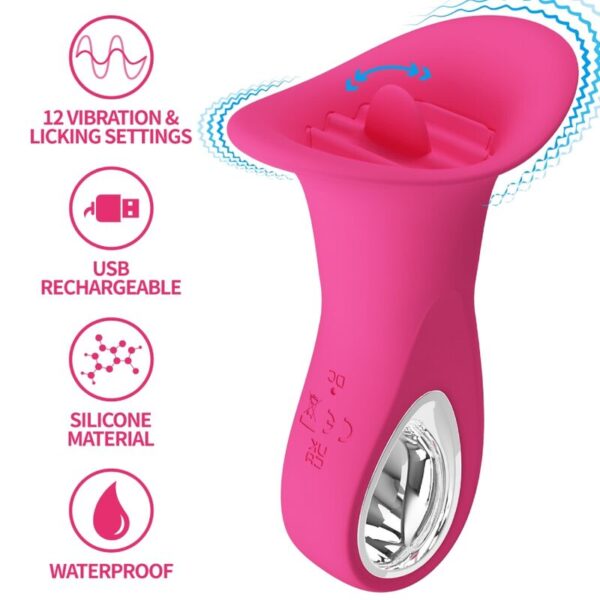 Pretty Love Clyde — Tongue Vibrator, Rechargeable, Pink — Clitoral Vibrators — view 8