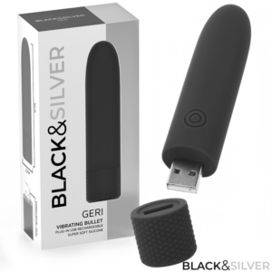 Black & Silver Geri — Bullet Vibrator, Rechargeable, Black — Bullet Vibrators