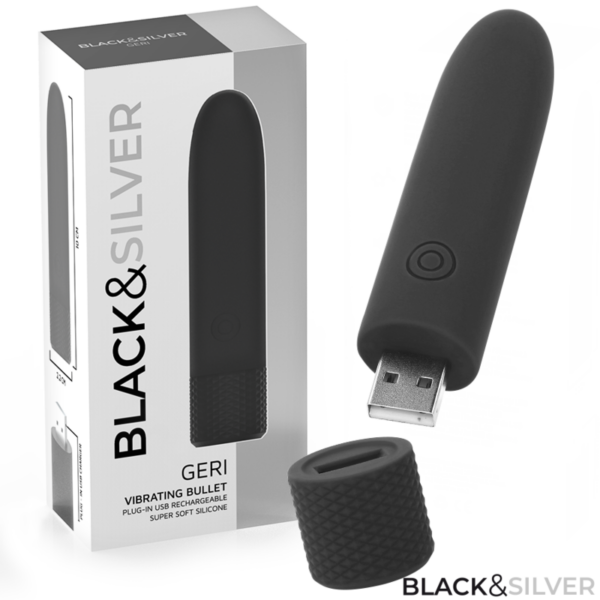 Black & Silver Geri — Bullet Vibrator, Rechargeable, Black — Bullet Vibrators