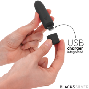 Black & Silver Geri — Bullet Vibrator, Rechargeable, Black — Bullet Vibrators — view 4