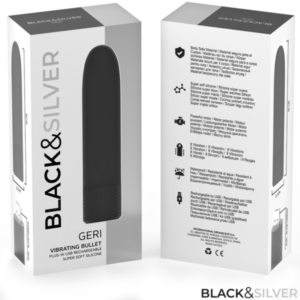 Black & Silver Geri — Bullet Vibrator, Rechargeable, Black — Bullet Vibrators — view 7