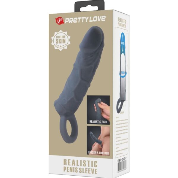 Pretty Love — Penis Sleeve, Realistic, Dark Grey — Penis Accessories — view 4