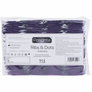 Pasante Ribs and Dots Intensity — Textured Condoms, 144 Pack, Bag — Bulk Condom Packs