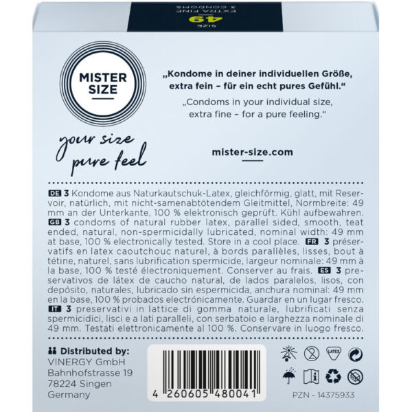 Mister Size S 49 — Snug Fit Condoms, 3 Pack — Condom 3 Packs — view 3