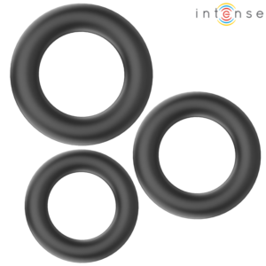Intense Hugh — Cock Ring Set, Silicone, Black — Classic Cock Rings