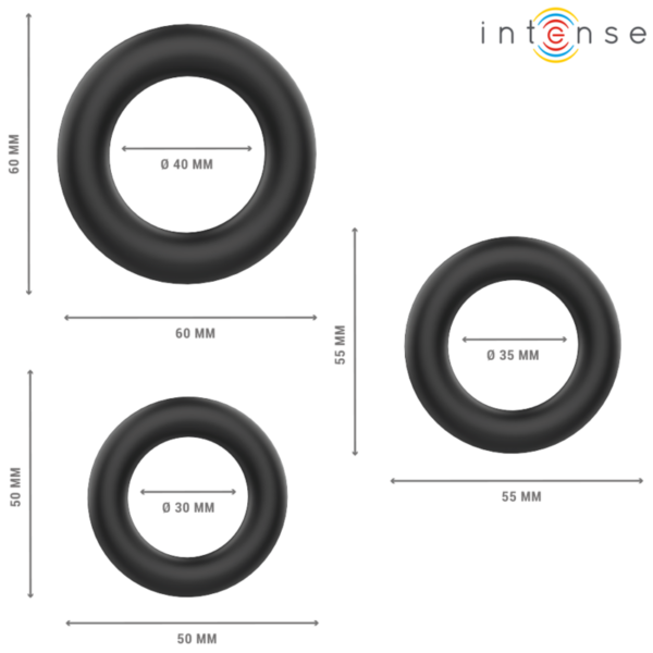 Intense Hugh — Cock Ring Set, Silicone, Black — Classic Cock Rings — view 2