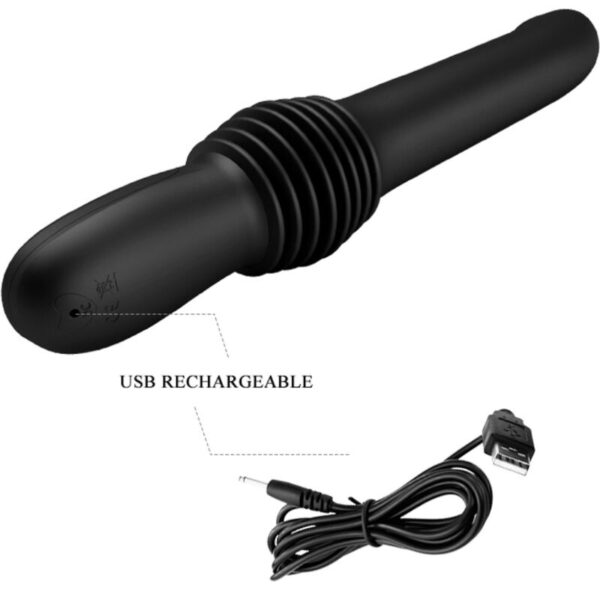Pretty Love Pazuzu — Thrusting Vibrator, Rechargeable, Black — Hi-Tech Vibrators — view 8