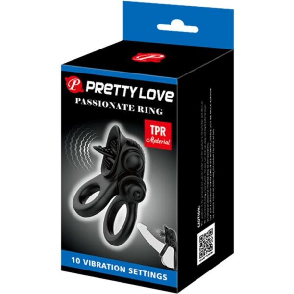 Pretty Love Passionate — Vibrating Cock Ring, Double, Black — Cock Rings — view 4