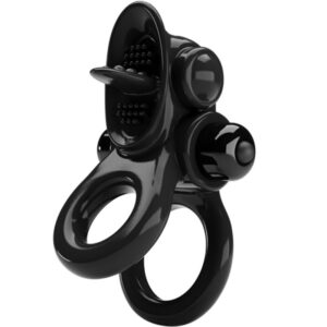 Pretty Love Passionate — Vibrating Cock Ring, Double, Black — Cock Rings