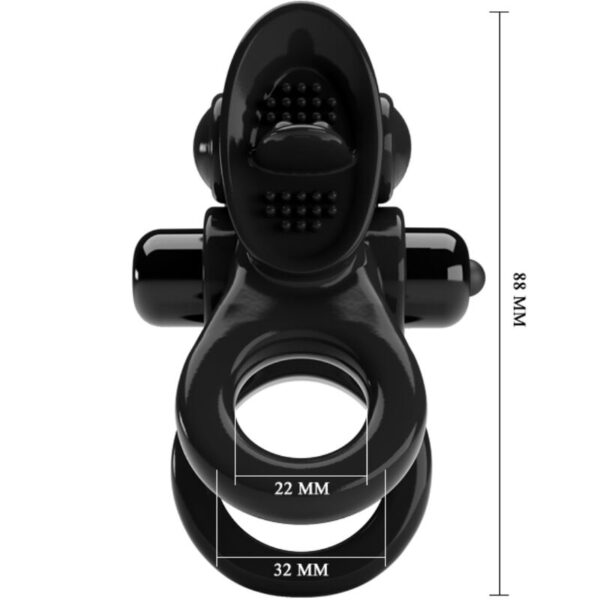 Pretty Love Passionate — Vibrating Cock Ring, Double, Black — Cock Rings — view 5