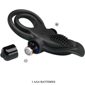 Pretty Love — Vibrating Cock Ring, Double, Black — Cock Rings — view 2
