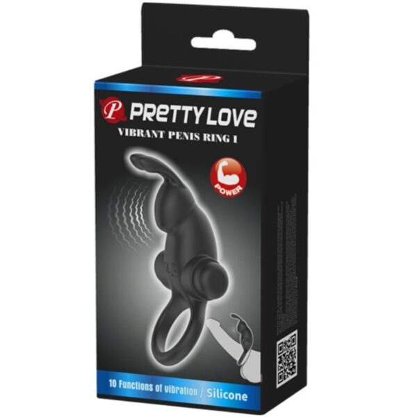 Pretty Love — Vibrating Cock Ring, Rabbit, Black — Cock Rings — view 3