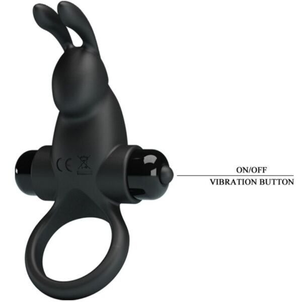 Pretty Love — Vibrating Cock Ring, Rabbit, Black — Cock Rings — view 4