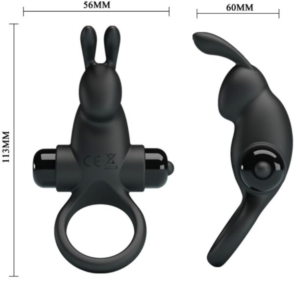 Pretty Love — Vibrating Cock Ring, Rabbit, Black — Cock Rings — view 6