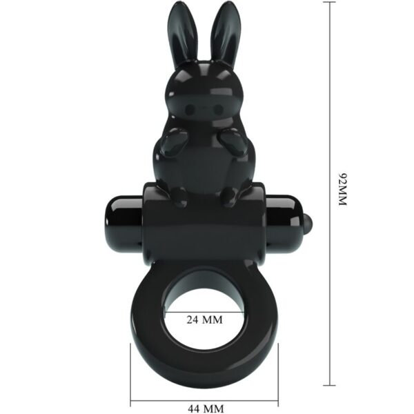 Pretty Love Exciting — Vibrating Cock Ring, Rabbit, Black — Cock Rings — view 2