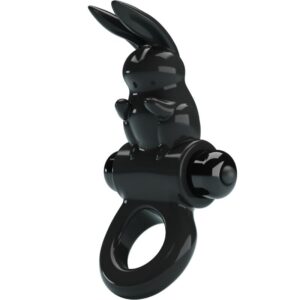 Pretty Love Exciting — Vibrating Cock Ring, Rabbit, Black — Cock Rings