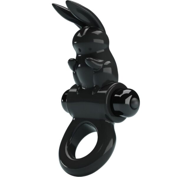 Pretty Love Exciting — Vibrating Cock Ring, Rabbit, Black — Cock Rings