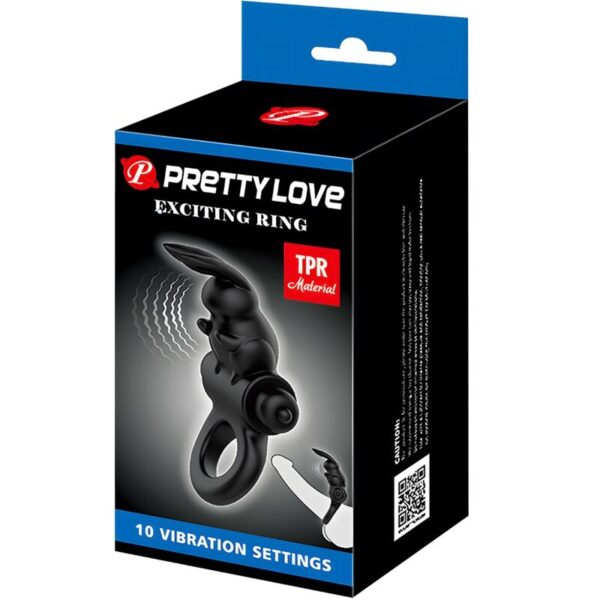 Pretty Love Exciting — Vibrating Cock Ring, Rabbit, Black — Cock Rings — view 6